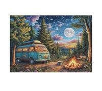 300 Piece Jigsaw Puzzle for Adults Camper Van Forest Night Camping 40x28cm Durable Reusable Cardboard for Puzzle Lovers Family Friends Teens Adults All Ages