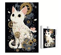 300 Piece Jigsaw Puzzle for Adults, Cat & Flower Premium Wooden Puzzles with Poster, Classic Cut, Interlocking Pieces for Home Decor & Mindfulness 16 x 11 in - Aged 14+ Only (Not a Toy) P3#1214