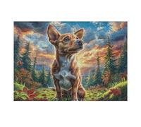 300 Piece Jigsaw Puzzle for Adults Chihuahua Forest 300 PCS 40x28cm Framable Wall Art for Office Cafe Decor Unique Artistic Display for Commercial Space Decor Gift