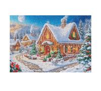 300 Piece Jigsaw Puzzle for Adults Christmas Cottage 300 PCS 40x28cm Rainy Day Indoor Activity Perfect for 14+s Teens Adults Family Fun Safe No Burrs Material Gift