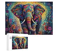 300 Piece Jigsaw Puzzle for Adults, Colorful Elephant in Fantasy Forest