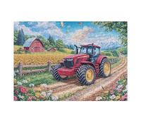 300 Piece Jigsaw Puzzle for Adults Countryside Red Tractor 300 PCS 40x28cm Team Building Activity for Office Colleagues Fun Group Game Improve Cooperation Ability