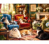 300-Piece Jigsaw Puzzle for Adults, Cozy Cat Lounge Landscape Art | Secure interlocking fit, high-definition printing, durable board, indoor relaxation, small decor piece