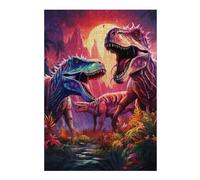 300 Piece Jigsaw Puzzle for Adults, Dinosaur Duel Under the Moonlit Sky