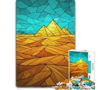 300 Piece Jigsaw Puzzle for Adults, Egyptian Pyramids Stained Glass Art
