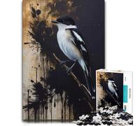 300 Piece Jigsaw Puzzle for Adults, European pied flycatcher Bird on Branch