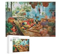 300 Piece Jigsaw Puzzle for Adults, Kitchen of Abundance A Vibrant Scene