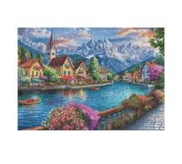 300 Piece Jigsaw Puzzle for Adults Lake Cabin Mountain Landscape 40x28cm Graduation Gift for Students Great for Brain Training Relaxation After Long Time Study Gift
