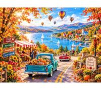300-Piece Jigsaw Puzzle for Adults, Lakeside Drive Landscape Art | Secure interlocking fit, high-definition printing, durable board, indoor relaxation, small decor piece