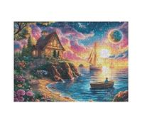 300 Piece Jigsaw Puzzle for Adults Lighthouse Ocean Sunset 40x28cm Durable Reusable Cardboard for Puzzle Lovers Family Friends Teens Adults All Ages