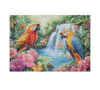 300 Piece Jigsaw Puzzle for Adults Macaw Waterfall 300 PCS 40x28cm Framable Wall Art for Office Cafe Decor Unique Artistic Display for Commercial Space Decor Gift