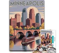 300 Piece Jigsaw Puzzle for Adults, Minneapolis Skyline with Riverboat