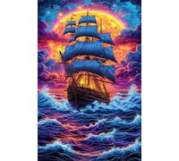 300 Piece Jigsaw Puzzle for Adults Moon Sailboat Ocean - Fun Challenges & Brainteasing Adult Jigsaws - Puzzle Games 300 Piece