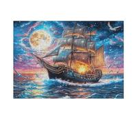 300 Piece Jigsaw Puzzle for Adults Moonlit Ancient Sailing Ship 300 PCS 40x28cm Christmas Ideal for Indoor Activities Rainy Days Weekends Family Time Together Fun Hobby