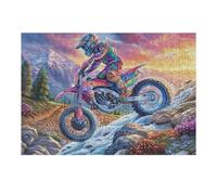 300 Piece Jigsaw Puzzle for Adults Motocross Rider Mountain Sunset 40x28cm Easy Assembly for Beginners Great for 14+s Teens Improve Hands-On Ability Concentration