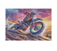 300 Piece Jigsaw Puzzle for Adults Motocross Rider Sunset 40x28cm Thick Sturdy Cardboard HD Printing Stress Relief Ideal for Home Leisure Hobby Family Game Night