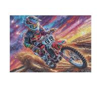 300 Piece Jigsaw Puzzle for Adults Motocross Rider Sunset 40x28cm Winter Holiday Indoor Activity Perfect for Cold Days Family Time Together Fun Hobby Gift