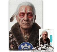 300 Piece Jigsaw Puzzle for Adults, Native American Elder with War Paint