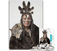 300 Piece Jigsaw Puzzle for Adults, Native American Man with Wolf Headdress