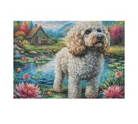 300 Piece Jigsaw Puzzle for Adults Poodle Flower Field 40x28cm Christmas Ideal for Indoor Activities Rainy Days Weekends Family Time Together Fun Hobby