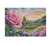 300 Piece Jigsaw Puzzle for Adults Rose Flower Rainbow Sky 40x28cm Stress Relief Puzzle for Office Workers Great for After Work Unwind Relaxation Hobby Gift