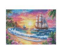 300 Piece Jigsaw Puzzle for Adults Sailboat Ocean Sunset 40x28cm Intermediate Level Puzzle Great for Skill Improvement Logical Reasoning Training Brain Exercise