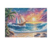 300 Piece Jigsaw Puzzle for Adults Sailboat Sunset 300 PCS 40x28cm Graduation Gift for Students Great for Brain Training Relaxation After Long Time Study Gift