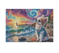 300 Piece Jigsaw Puzzle for Adults Shiba Inu on Beach 300 PCS 40x28cm Precision Cut Tight Fit No Burrs Perfect for Family Bonding Parent-14+ Interactive Game Holiday Indoor