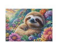 300 Piece Jigsaw Puzzle for Adults Sloth Flower Garden 40x28cm Intermediate Level Puzzle for Skill Improvement Great for Logical Thinking Training Gift