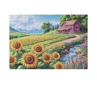 300 Piece Jigsaw Puzzle for Adults Sunflower Field Landscape 40x28cm Christmas Ideal for Indoor Activities Rainy Days Weekends Family Time Together Fun Hobby