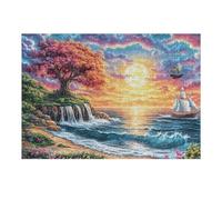 300 Piece Jigsaw Puzzle for Adults Sunset Lake Tree Landscape 300 PCS 40x28cm Rainy Day Indoor Activity Perfect for 14+s Teens Adults Family Fun Safe No Burrs Material Gift