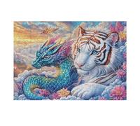 300 Piece Jigsaw Puzzle for Adults Tiger Vs Dragon 300 PCS 40x28cm Thick Sturdy Cardboard HD Printing Stress Relief Ideal for Home Leisure Hobby Family Game Night