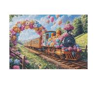 300 Piece Jigsaw Puzzle for Adults Train Spring Flower Field 300 PCS 40x28cm Precision Cut Tight Fit No Burrs Perfect for Family Bonding Parent-14+ Interactive Game Holiday Indoor