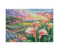 300 Piece Jigsaw Puzzle for Adults Tulip Flower Field Cottage 40x28cm High Difficulty Puzzle for Advanced Players Great for Skill Training Challenge Yourself Gift