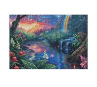300 Piece Jigsaw Puzzle for Adults Waterfall Forest Flower Field 300 PCS 40x28cm Christmas Ideal for Indoor Activities Rainy Days Weekends Family Time Together Fun Hobby