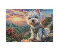 300 Piece Jigsaw Puzzle for Adults West Highland White Terrier Sunflower Field 40x28cm Precision Cut Tight Fit No Burrs Perfect for Family Bonding Parent-14+ Interactive Game Holiday Indoor