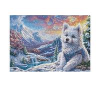 300 Piece Jigsaw Puzzle for Adults White Husky Snowy Winter 40x28cm Expert Level Challenging Puzzle Great for Collectors Logical Thinking Skill Improvement Brain Training