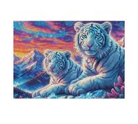 300 Piece Jigsaw Puzzle for Adults White Tiger Cub Snowy 40x28cm for Couple Fun Bonding Activity Together Framable Home Wall Decor Gift