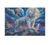 300 Piece Jigsaw Puzzle for Adults White Tiger Snow 300 PCS 40x28cm Retirement Gift for Elderly Great for Brain Health Memory Training Leisure Time Activity Gift