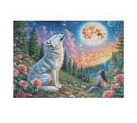 300 Piece Jigsaw Puzzle for Adults White Wolf Moon Night Forest 300 PCS 40x28cm Professional Grade Puzzle for Enthusiasts Premium Quality No Burrs Cooperation Gift