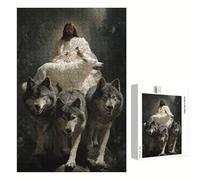 300 Piece Jigsaw Puzzle for Adults, Wolf & Man Premium Wooden Puzzles with Poster, Classic Cut, Interlocking Pieces for Home Decor & Mindfulness 16 x 11 in - Aged 14+ Only (Not a Toy) P3#1295