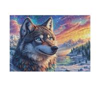 300 Piece Jigsaw Puzzle for Adults Wolf Sunset Snow Mountain 300 PCS 40x28cm High Precision Cut Puzzle Perfect Seamless Fit No Gaps Smooth Assembly Experience Gift