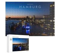 300 Piece Jigsaw Puzzle, Hamburg Nights City Lights Reflecting on Wat