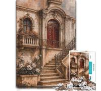 300 Piece Jigsaw Puzzle, Italian Architecture with Flowers Painting