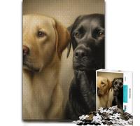 300 Piece Jigsaw Puzzle, Labrador Retrievers︰ Black and Yellow Portrai