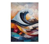 300 Piece Jigsaw Puzzle, Modern Cubist Vision of The Great Wave of Kan