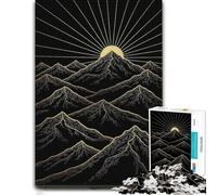 300 Piece Jigsaw Puzzle, Mountain Art Print -Golden Sunrise Over Mount