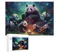 300 Piece Jigsaw Puzzle, Pandas Roasting Marshmallows in the Forest