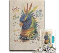 300 Piece Jigsaw Puzzle, Punk Rainbow Lorikeet with Anarchy Symbols