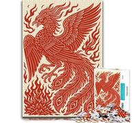 300 Piece Jigsaw Puzzle, Red Phoenix Rising Poster Mythical Fire Bird